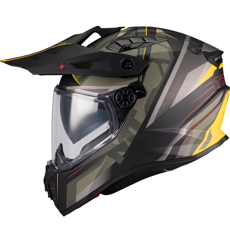 Casco de moto enduro MT Track SV Questor B6 negro mate-verde-marrón-amarillo fluo