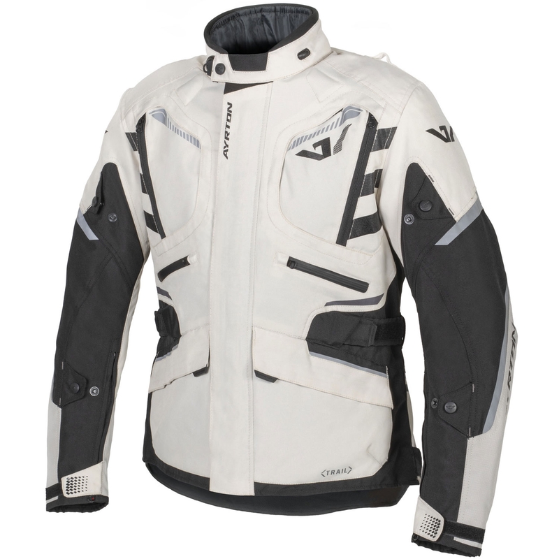 Chaqueta de moto Ayrton Trail blanca, negra y gris