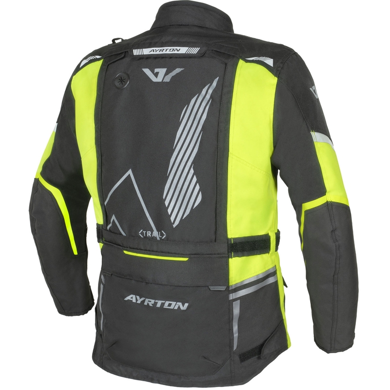 Chaqueta de moto Ayrton Trail negra-amarilla fluorescente-gris
