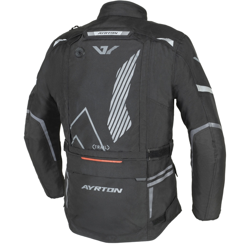 Chaqueta de moto Ayrton Trail negra, gris y roja