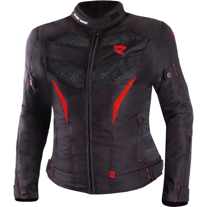 Chaqueta de moto para mujer Street Racer Rose Negra y Roja