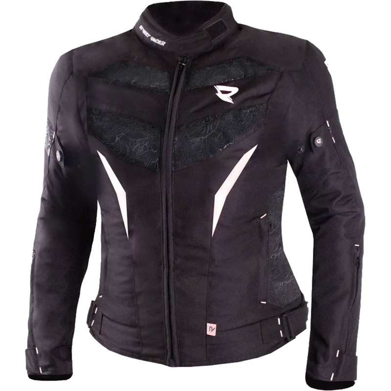 Chaqueta de moto para mujer Street Racer Rose Black and White