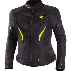 Chaqueta de moto para mujer Street Racer Rose Black-Fluo Yellow