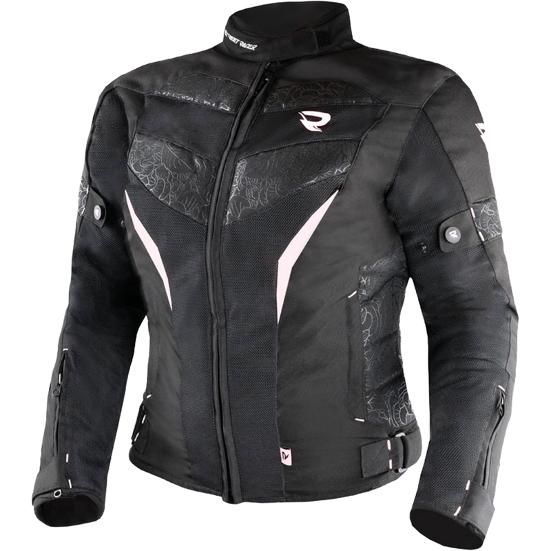 Chaqueta de moto Street Racer Rose Air en blanco y negro para mujer