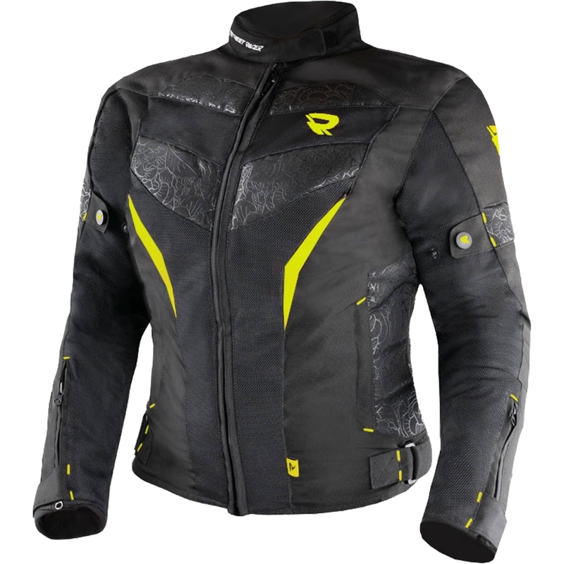 Chaqueta de moto para mujer Street Racer Rose Air negro-amarillo fluo