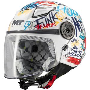 Casco de moto infantil abierto MT Lite Crew A5 blanco-azul-rojo