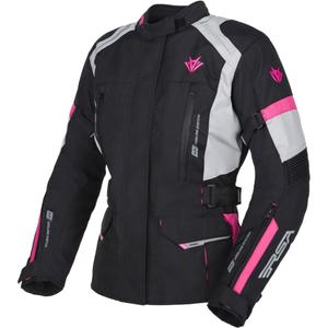 Chaqueta de moto RSA EXO 2 para mujer, color negro, gris y rosa