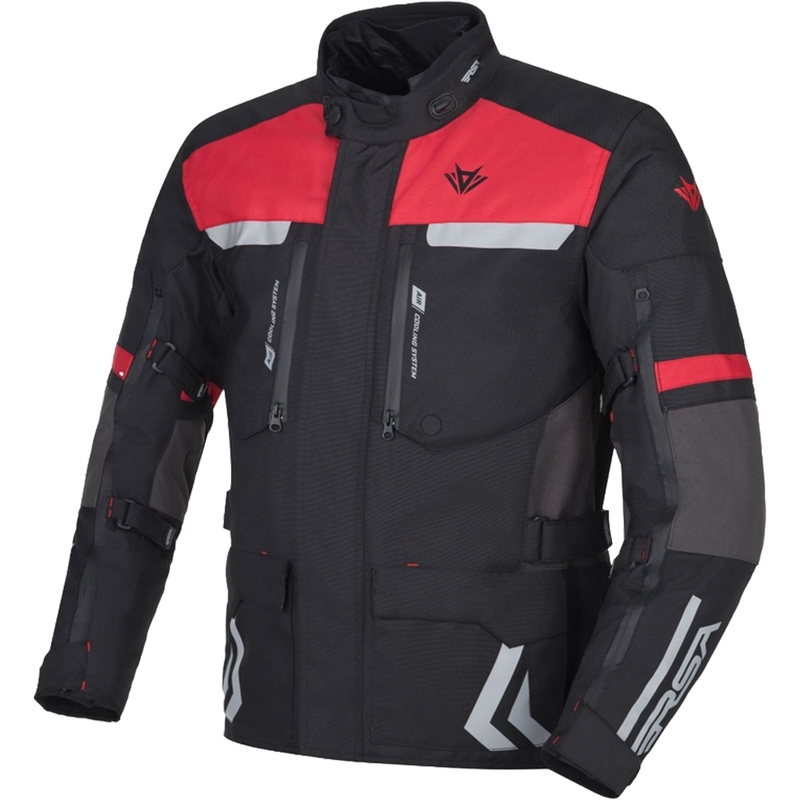 Chaqueta de moto RSA Storm negra-gris-roja