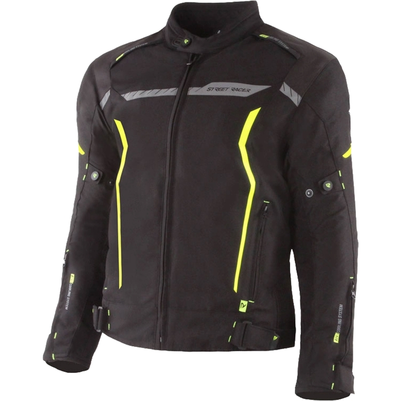 Chaqueta de moto Street Racer Flex negro-amarillo fluorescente