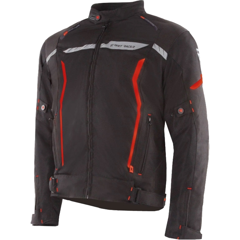 Chaqueta de moto Street Racer Flex negra y roja