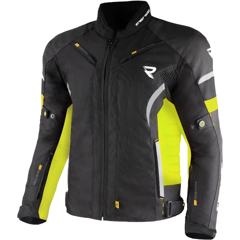 Chaqueta de moto Street Racer Evans negro-amarillo fluo