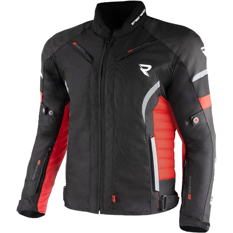 Chaqueta de moto Street Racer Evans negra y roja