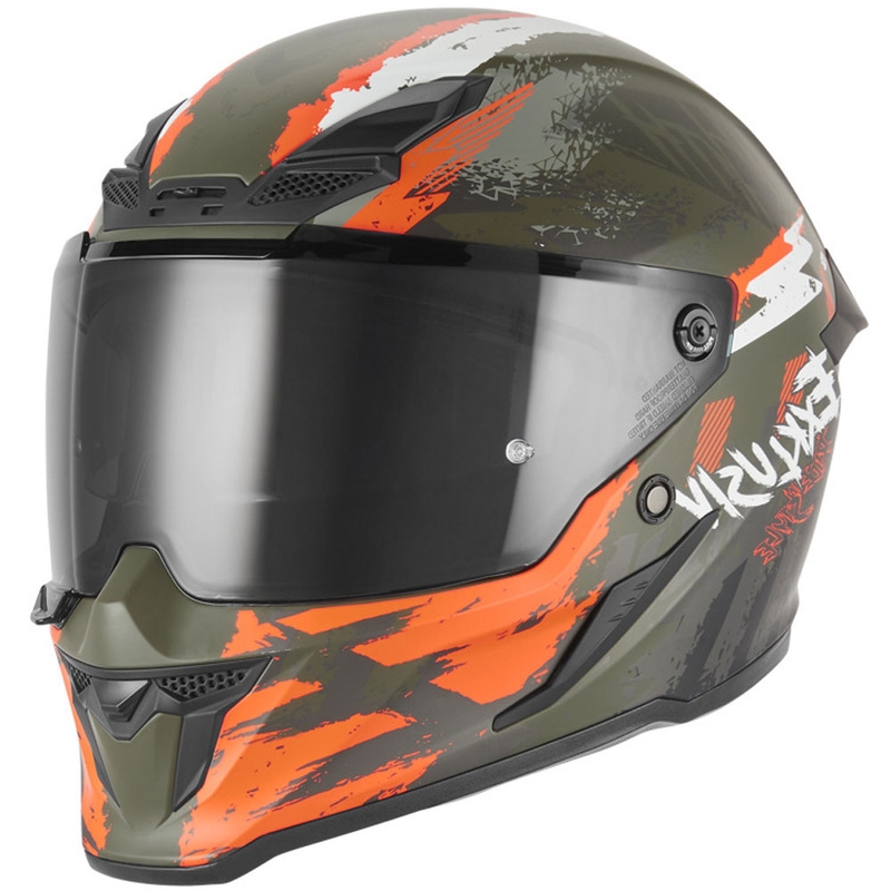 Casco integral de moto NOX Exklusiv Goliath Cut'D color caqui-naranja mate