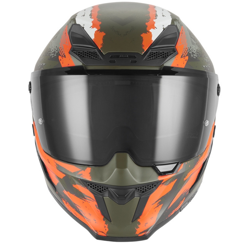 Casco integral de moto NOX Exklusiv Goliath Cut'D color caqui-naranja mate
