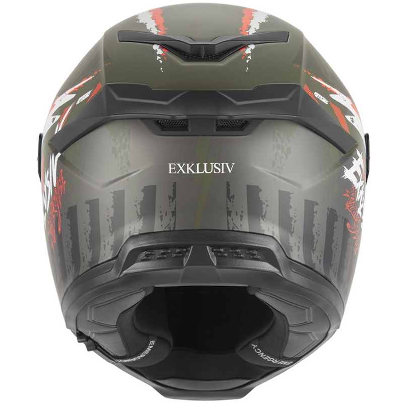 Casco integral de moto NOX Exklusiv Goliath Cut'D color caqui-naranja mate