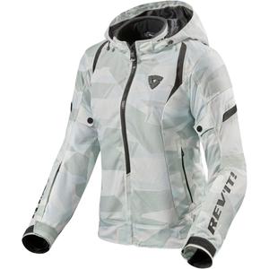 Chaqueta de moto Revit Flare 2 para mujer gris y blanca