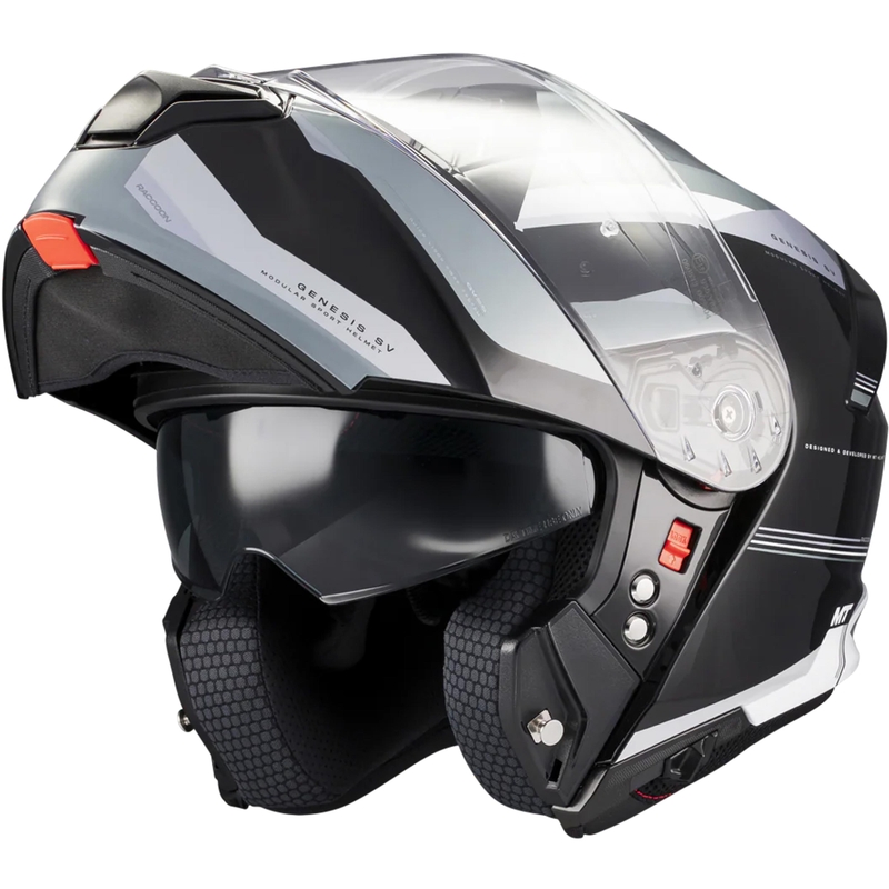 Casco de moto abatible MT Genesis SV Raccoon B12 negro-gris