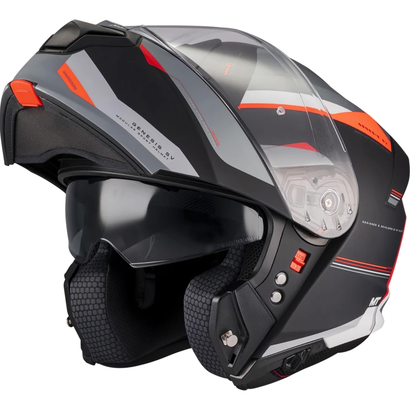 Casco de moto abatible MT Genesis SV Raccoon B5 negro-rojo