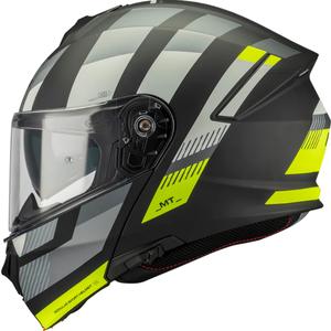 Casco de moto abatible MT Genesis SV Stroke B13 negro mate-gris-amarillo fluo