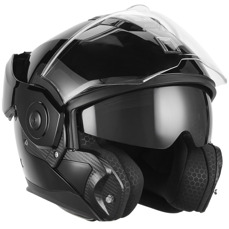 Casco de moto abatible NOX PREMIUM Spinner negro