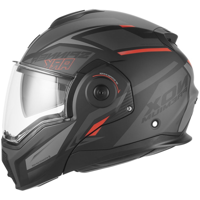 Casco de moto abatible NOX PREMIUM Spinner Ark negro mate-rojo