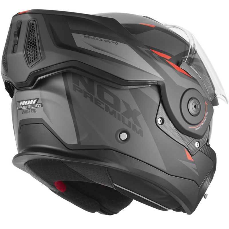 Casco de moto abatible NOX PREMIUM Spinner Ark negro mate-rojo