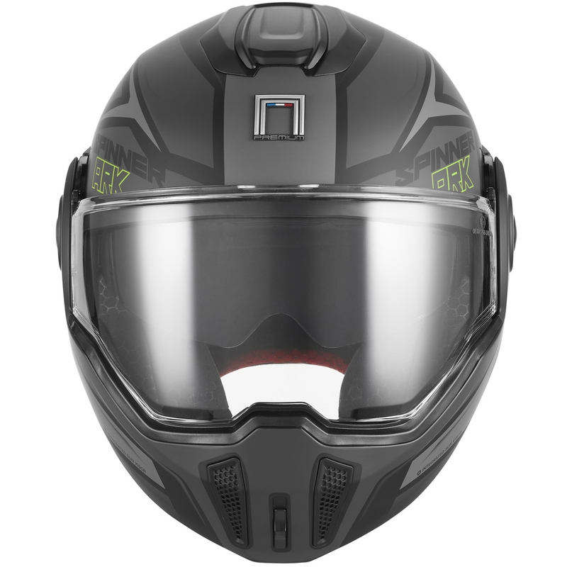 Casco de moto modular NOX PREMIUM Spinner Ark negro mate-amarillo fluo