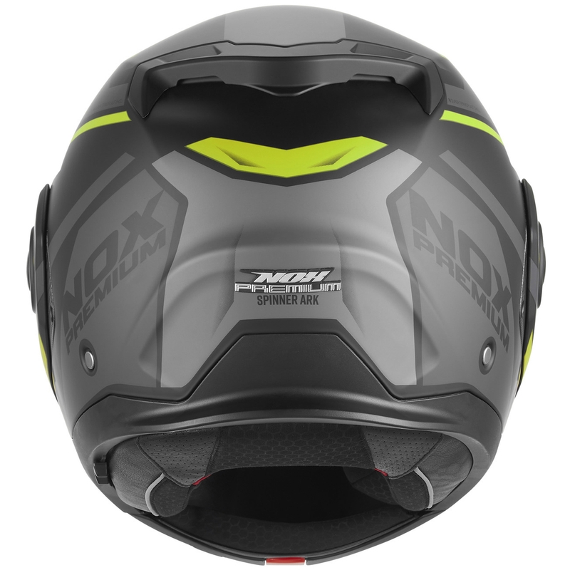 Casco de moto modular NOX PREMIUM Spinner Ark negro mate-amarillo fluo