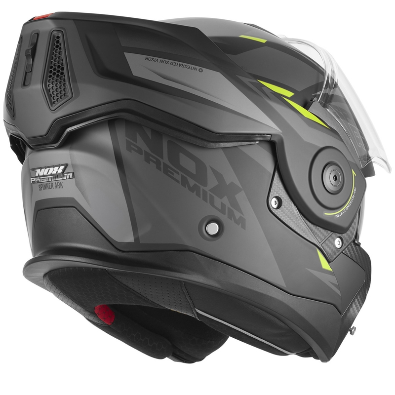 Casco de moto modular NOX PREMIUM Spinner Ark negro mate-amarillo fluo