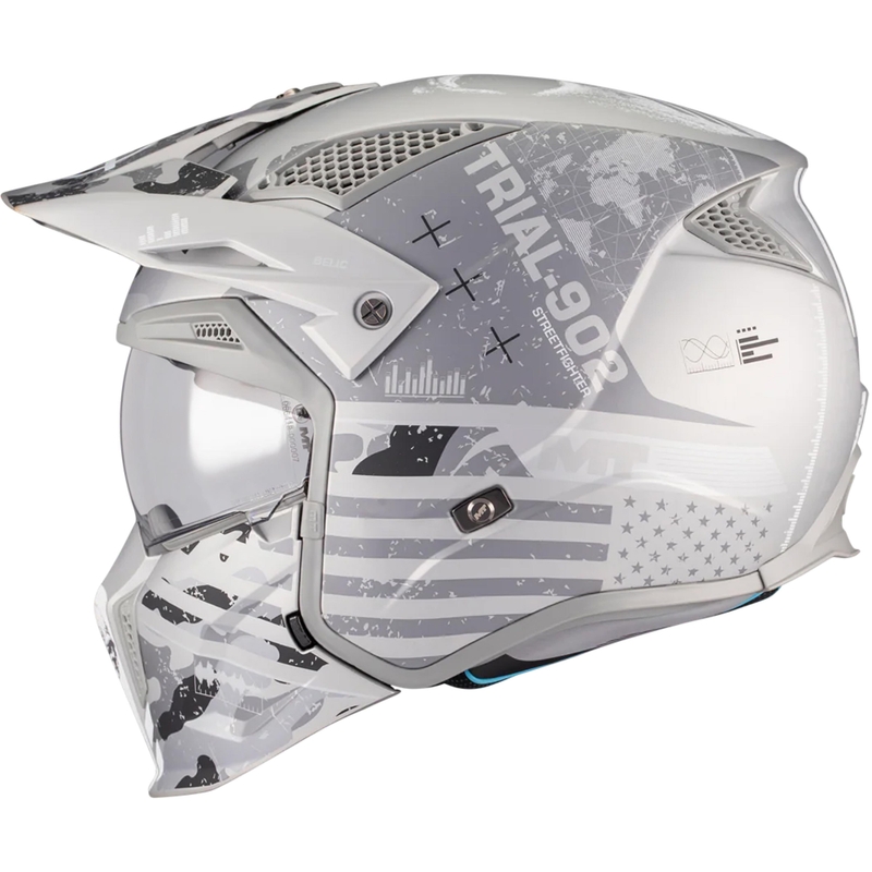 Casco modular de moto MT Streetfighter SV S Belic A2 blanco mate-gris