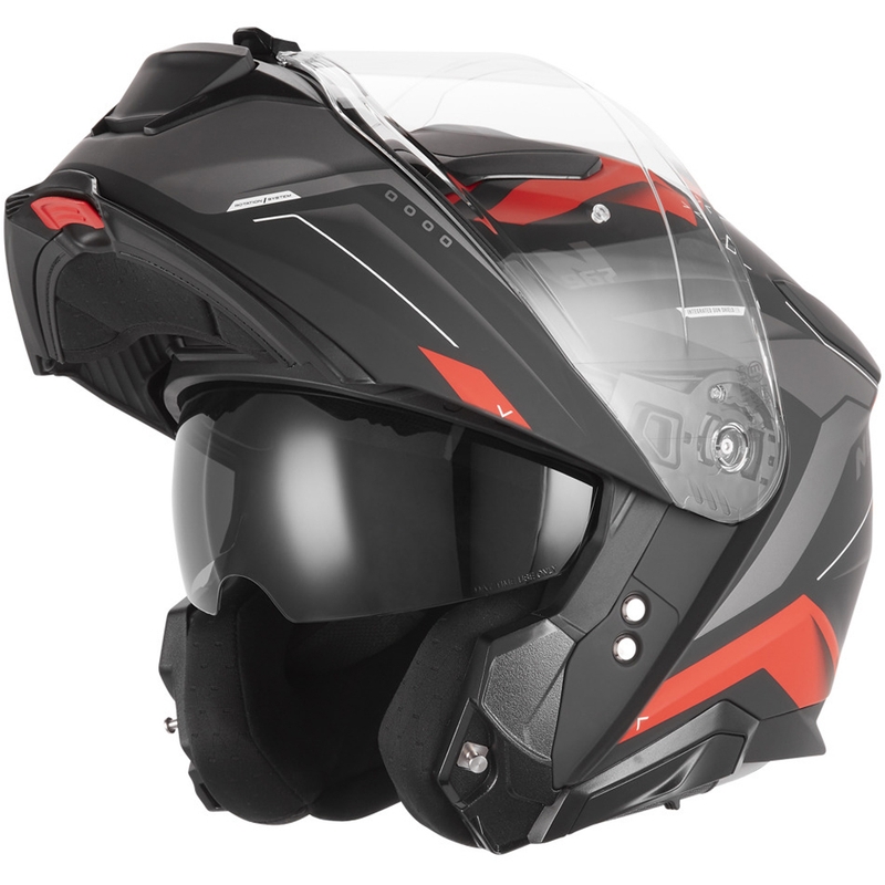 Casco de moto abatible NOX N967 Conquer negro mate-rojo