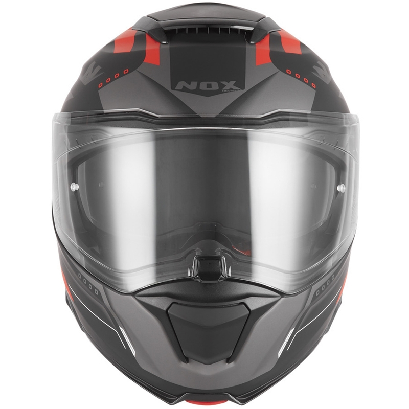 Casco de moto abatible NOX N967 Conquer negro mate-rojo