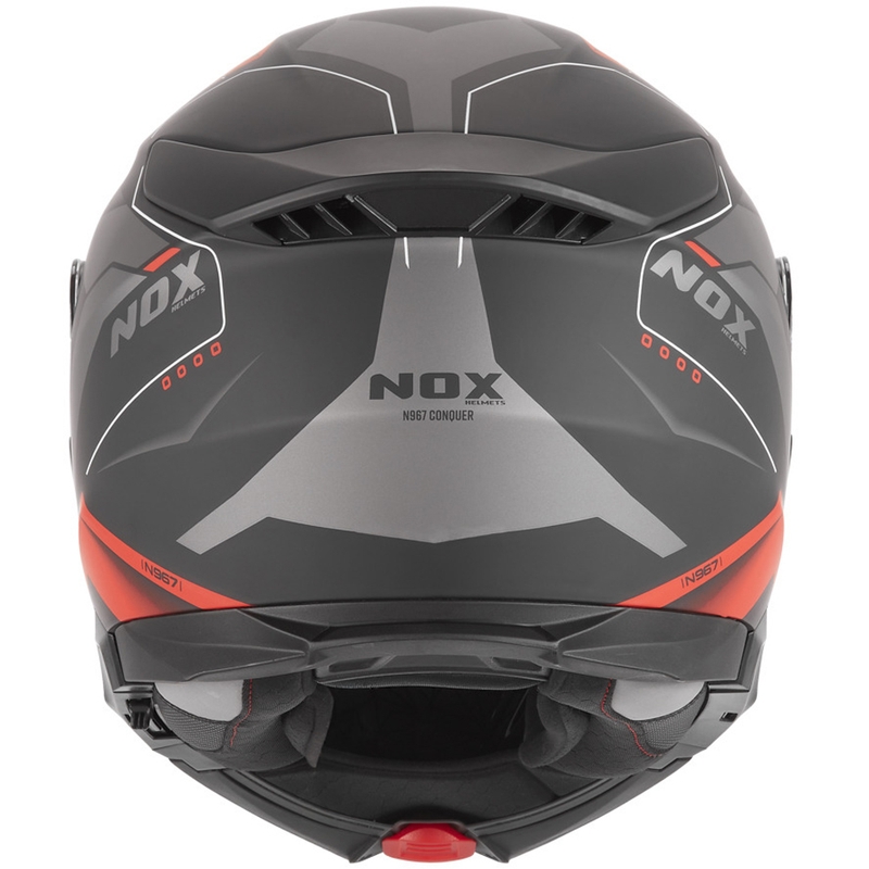 Casco de moto abatible NOX N967 Conquer negro mate-rojo
