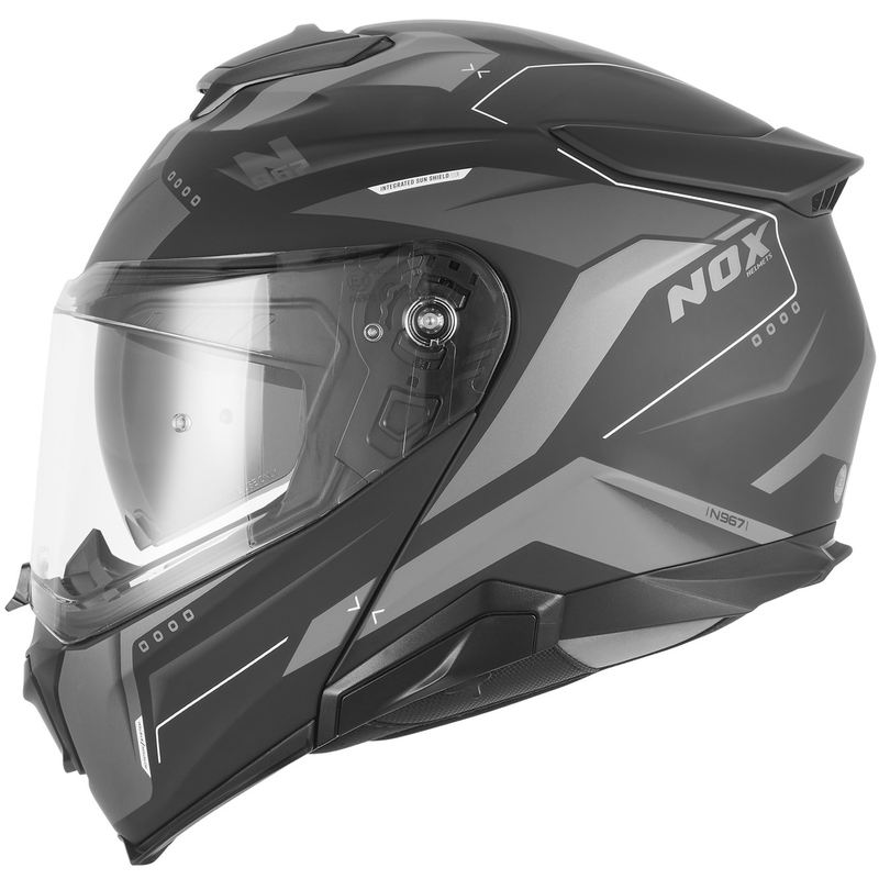 Casco de moto abatible NOX N967 Conquer negro mate-plata