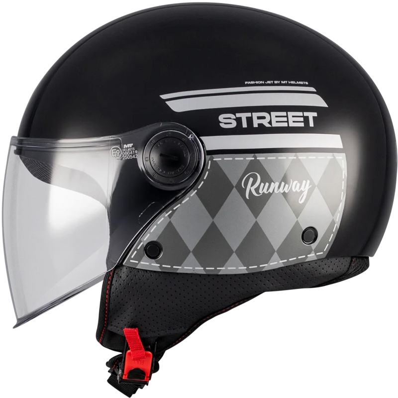Casco de moto jet MT Street S Runway B2 negro-gris