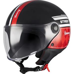 Casco de moto jet MT Street S Runway B5 negro-rojo