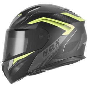 Casco de moto abatible NOX N968 Shift negro mate-amarillo fluo