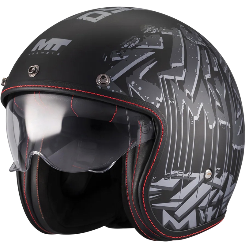 Casco de moto abierto MT Lemans 2 SV S Dystopic B12 negro mate-gris