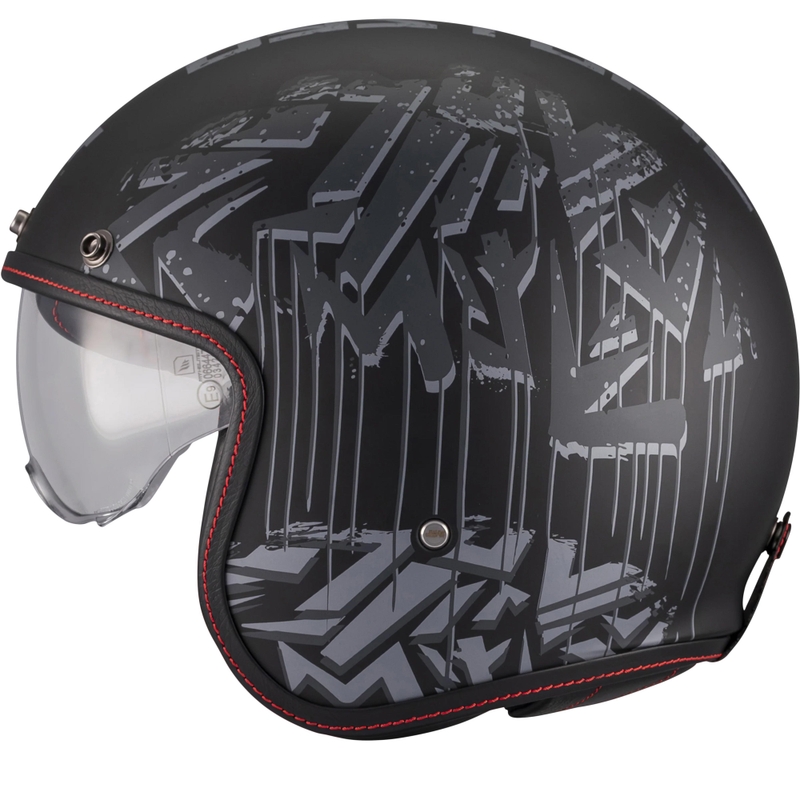 Casco de moto abierto MT Lemans 2 SV S Dystopic B12 negro mate-gris
