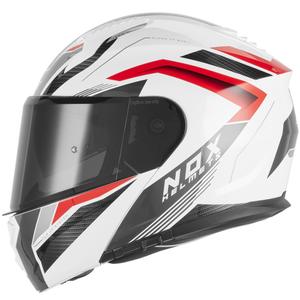 Casco de moto abatible NOX N968 Shift blanco-rojo