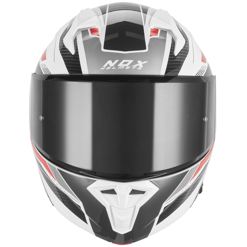 Casco de moto abatible NOX N968 Shift blanco-rojo