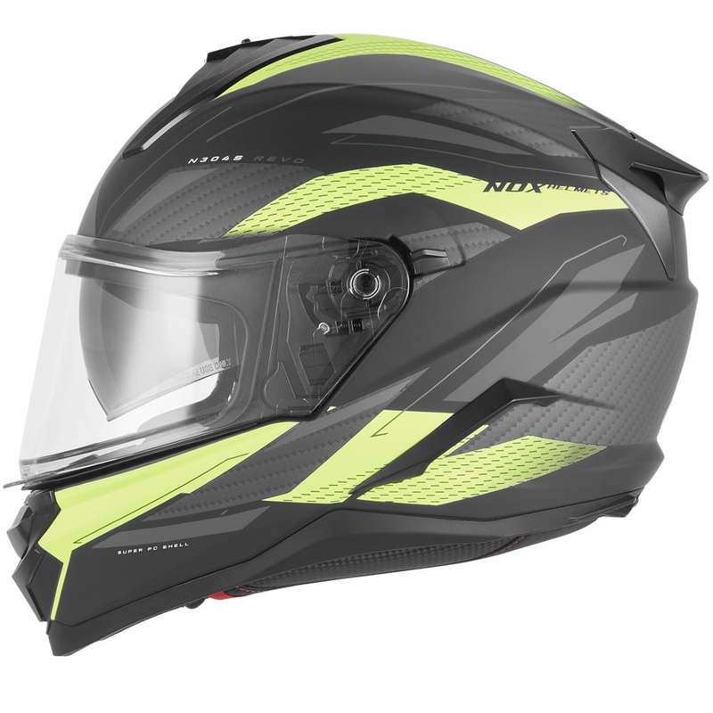 Casco integral de moto NOX N304-S REVO negro mate-amarillo fluo