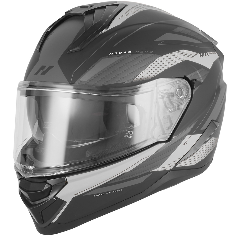 Casco integral de moto NOX N304-S REVO negro mate-plata
