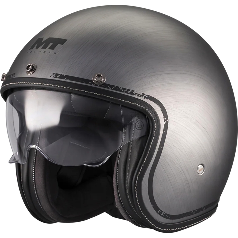 Casco abierto para motocicleta MT Lemans 2 SV S, acabado cepillado A2, gris mate.