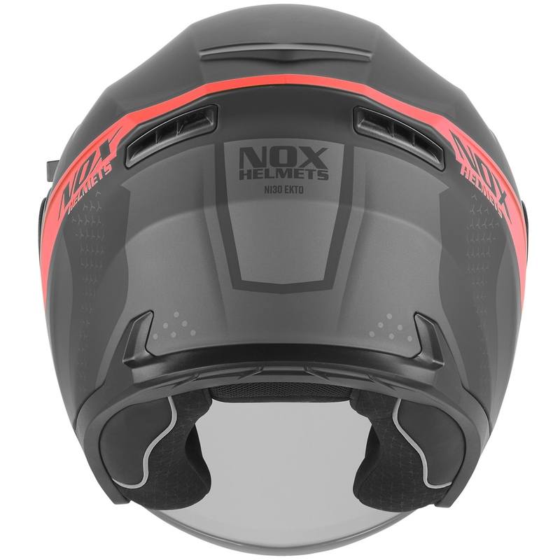 Casco de moto jet NOX N130 EKTO negro mate-rojo