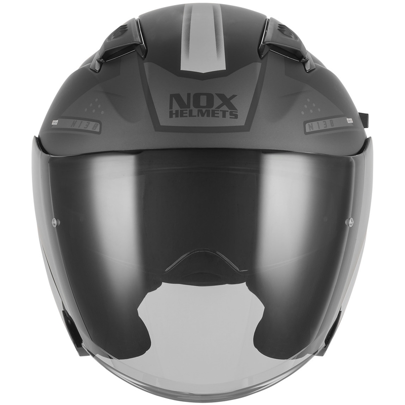 Casco de moto jet NOX N130 EKTO negro mate-plata