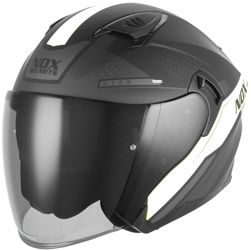 Casco de moto jet NOX N130 EKTO negro mate-blanco