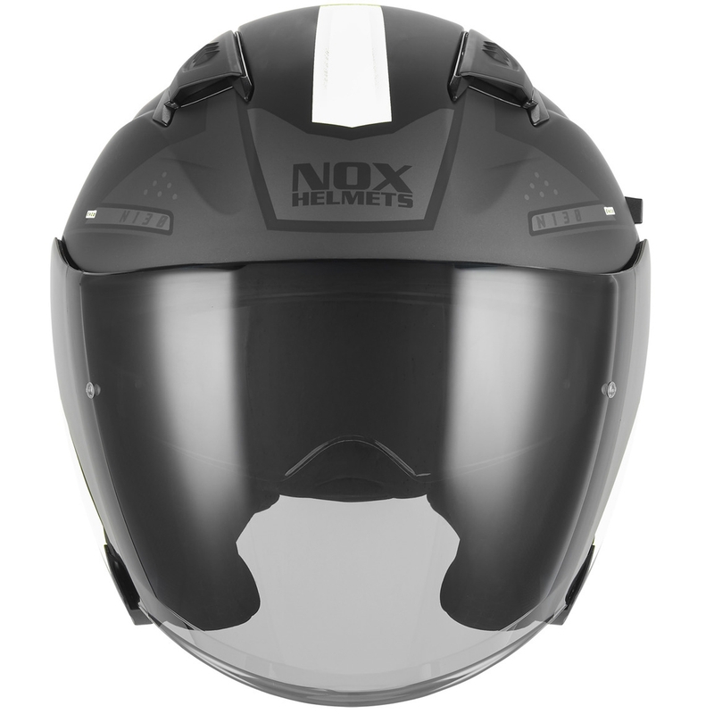 Casco de moto jet NOX N130 EKTO negro mate-blanco