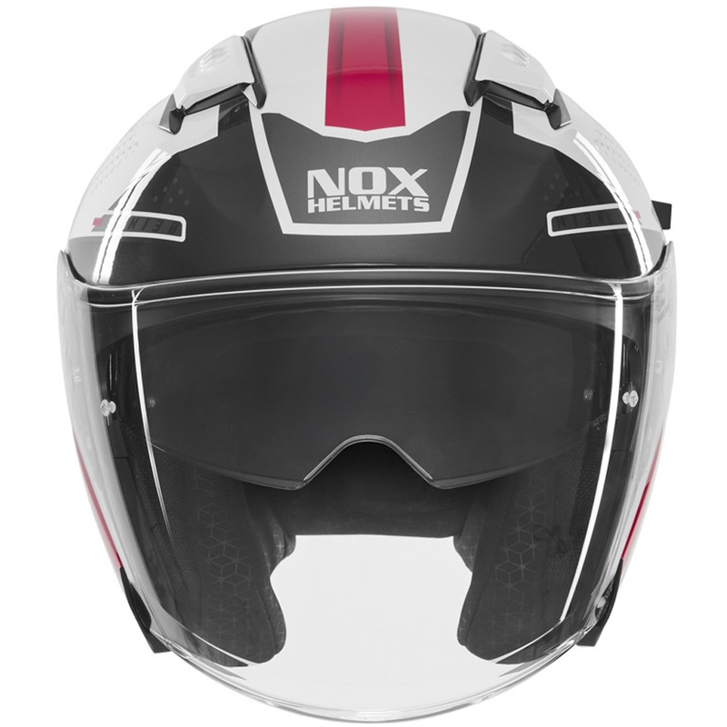 Casco de moto jet NOX N130 EKTO blanco-rosa