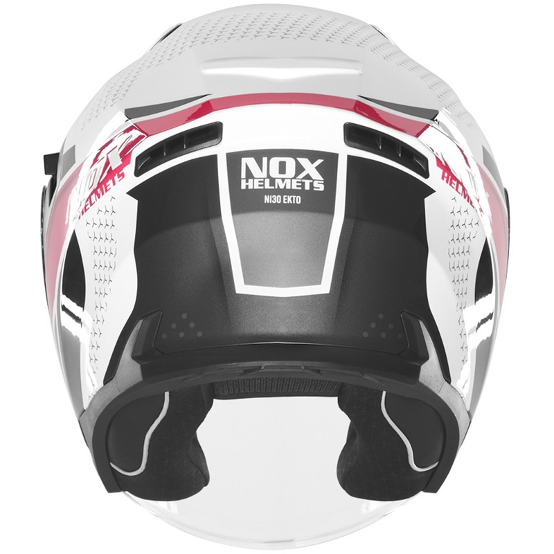 Casco de moto jet NOX N130 EKTO blanco-rosa